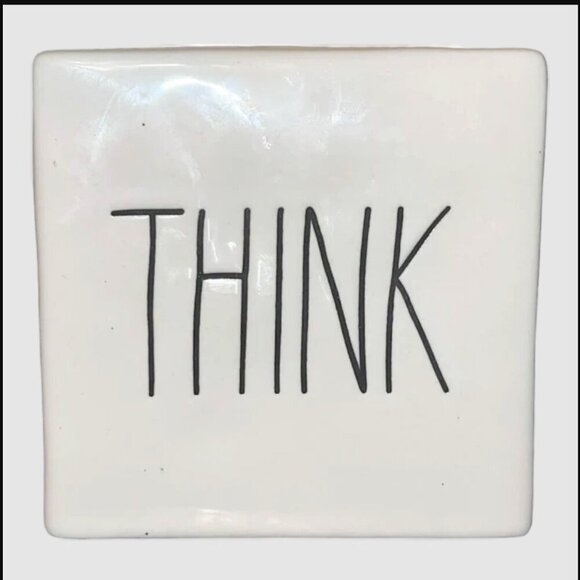 Rae Dunn Evolve Think Paperweight Décor Sign Desk Ceramic Desk Gift Sign - Picture 1 of 6